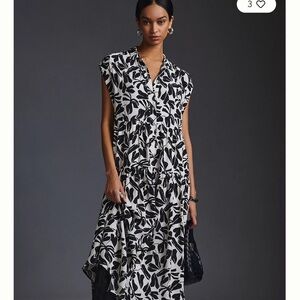 Anthropologie Black and White Asymmetrical Dress
